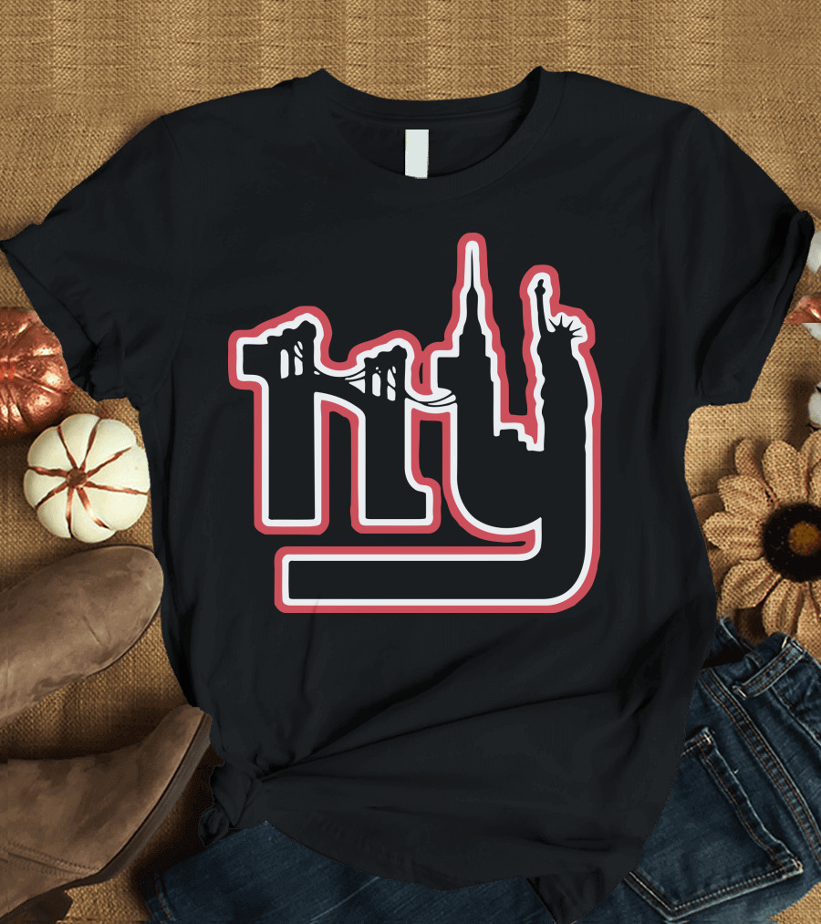 New York Giants Eli Manning Victor Cruz Jersey Funny Throwback NY Skyline T-Shirt