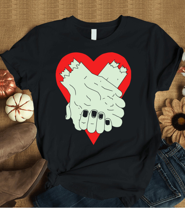 T-Shirt: Zombie Couple Holding Hands in Heart Shape T-Shirt Zombie Couple Holding Hands in Heart Shape T-Shirt