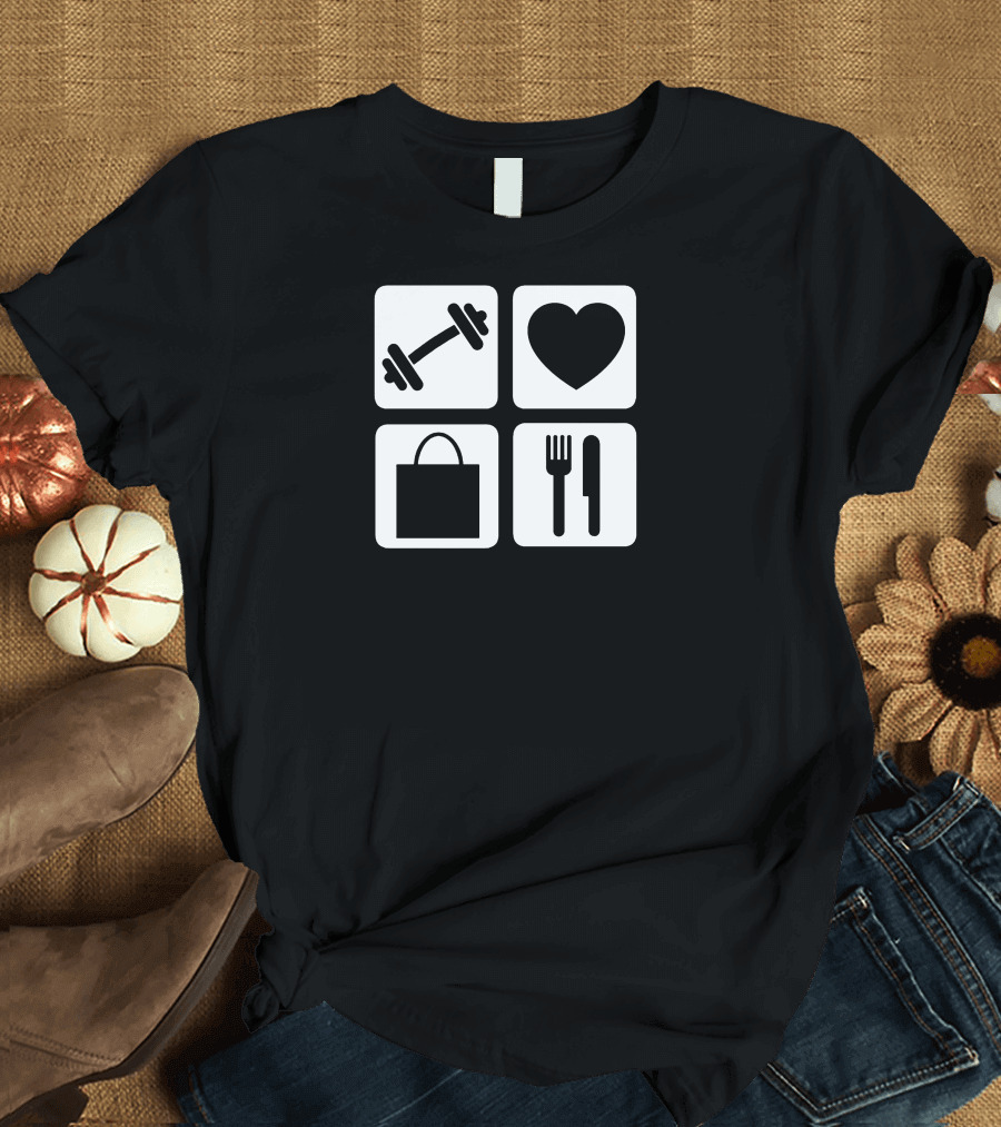 Gym Love Shop Eat Fitness Motivation Icons T-Shirt