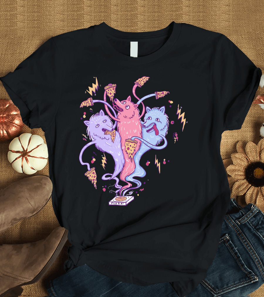 Hongry Like The Wolves Pizza Eating Trio T-Shirt