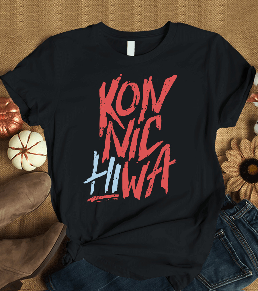 Konnichiwa Bold Brush Stroke Typography T-Shirt