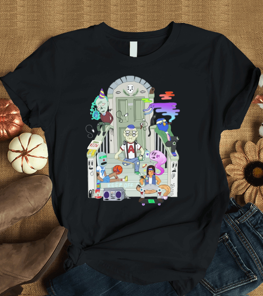 Ode To Doing Nothing Pizza Boombox Basketball Keep Off Steps T-Shirt