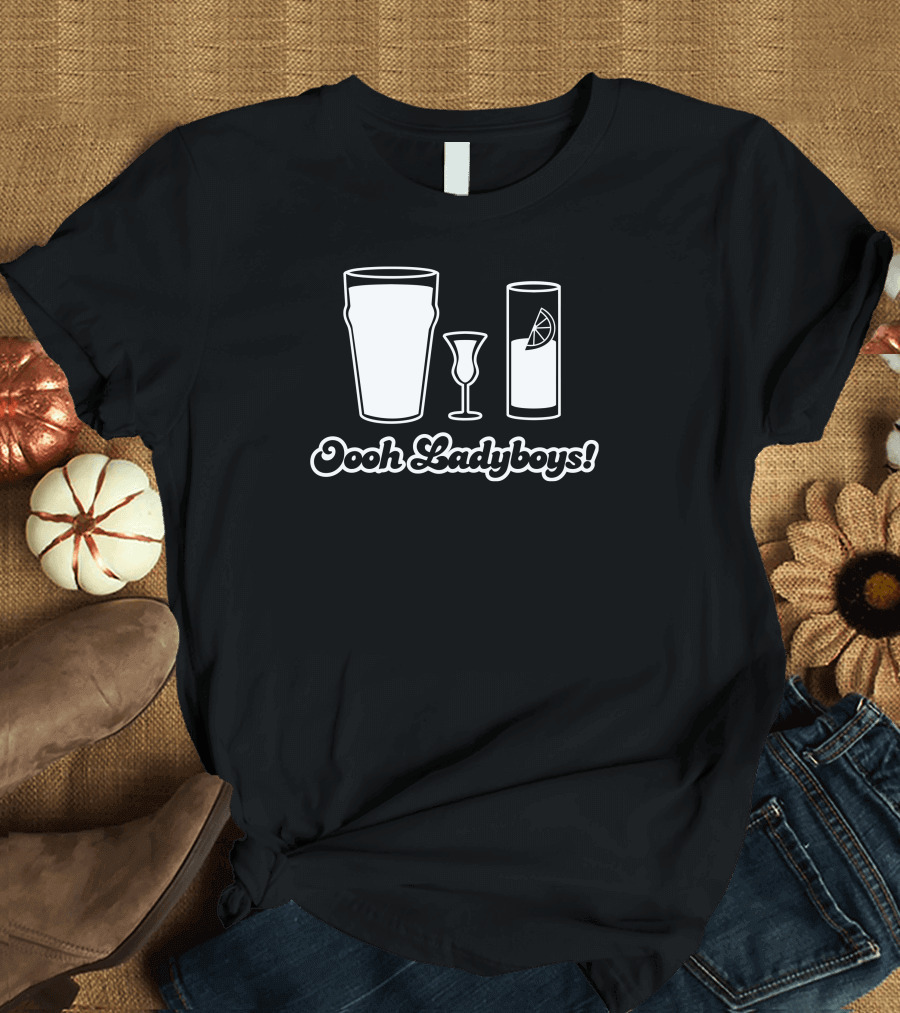 Oooh Ladyboys Drinks Glasses Icons T-Shirt