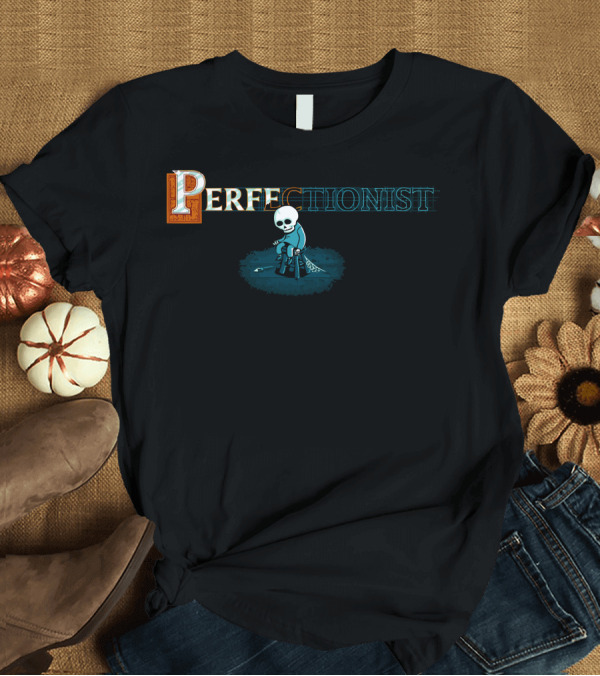 T-Shirt: Perfectionist Skull with Paintbrush and Stool T-Shirt Perfectionist Skull with Paintbrush and Stool T-Shirt