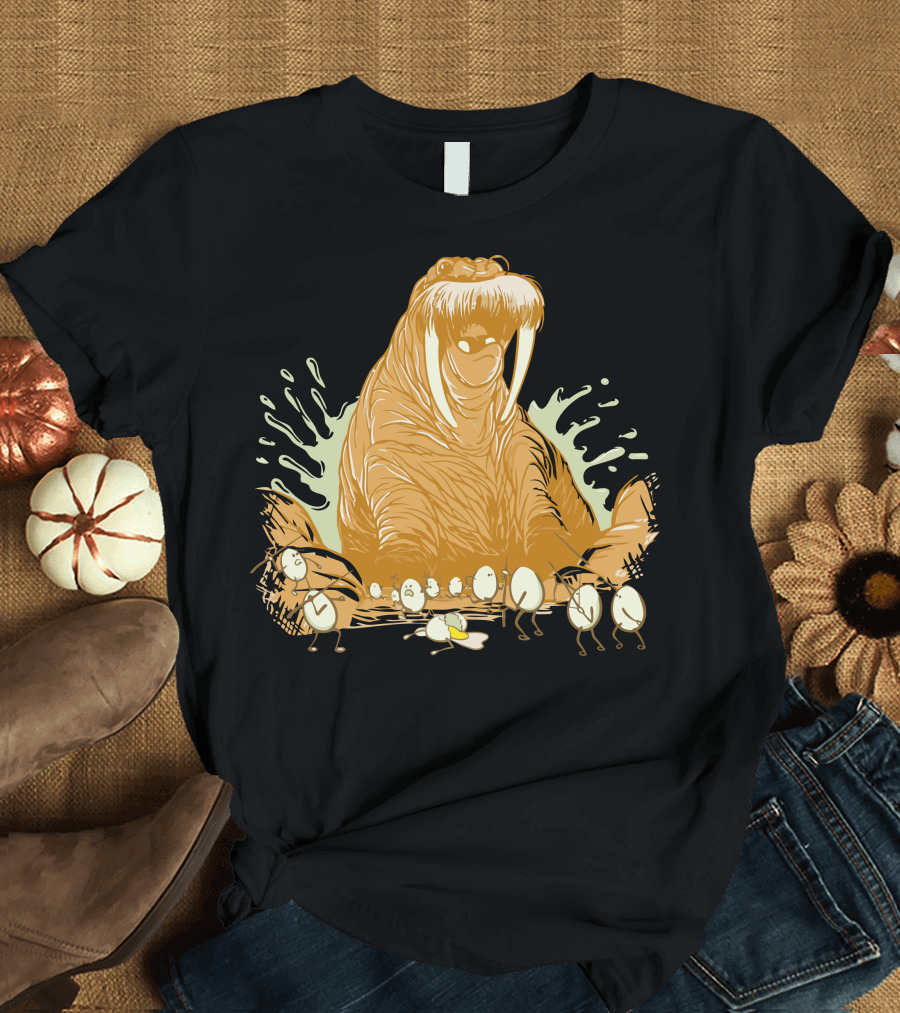 The Walrus and The Eggmen Clash in a Humorous Showdown T-Shirt