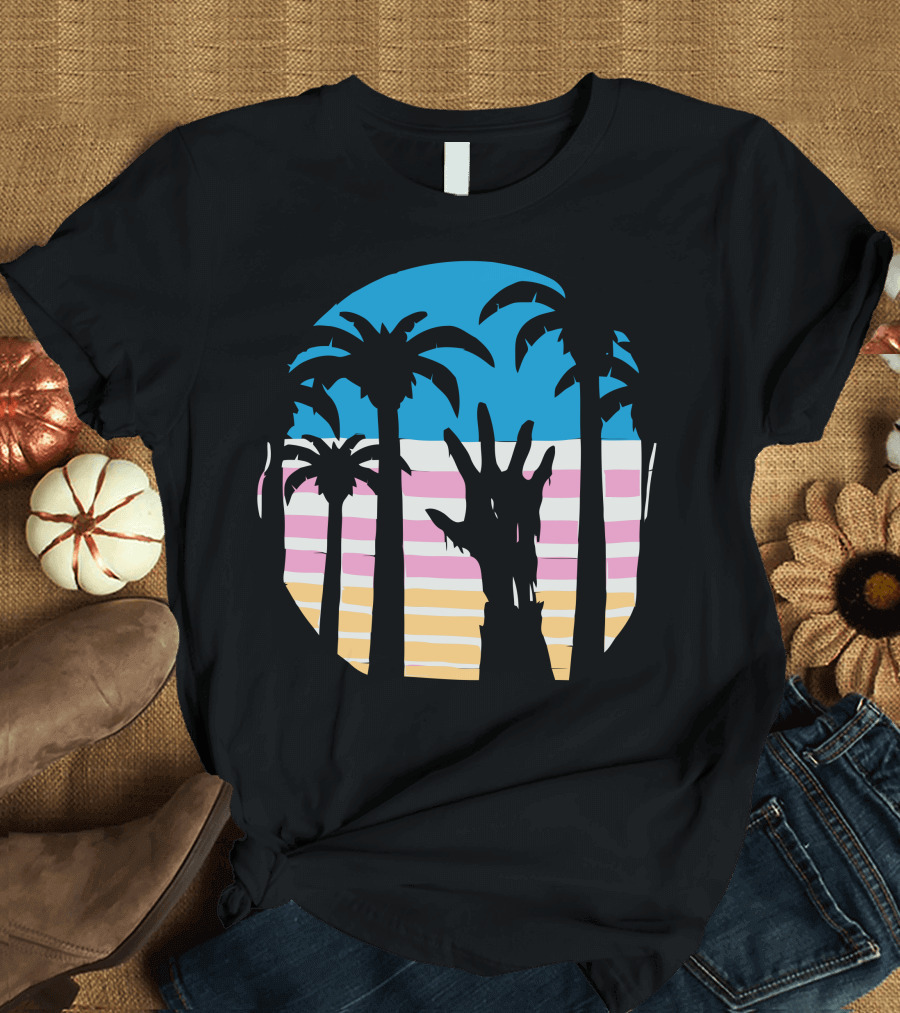 Trouble In Paradise Zombie Palm Sunset T-Shirt