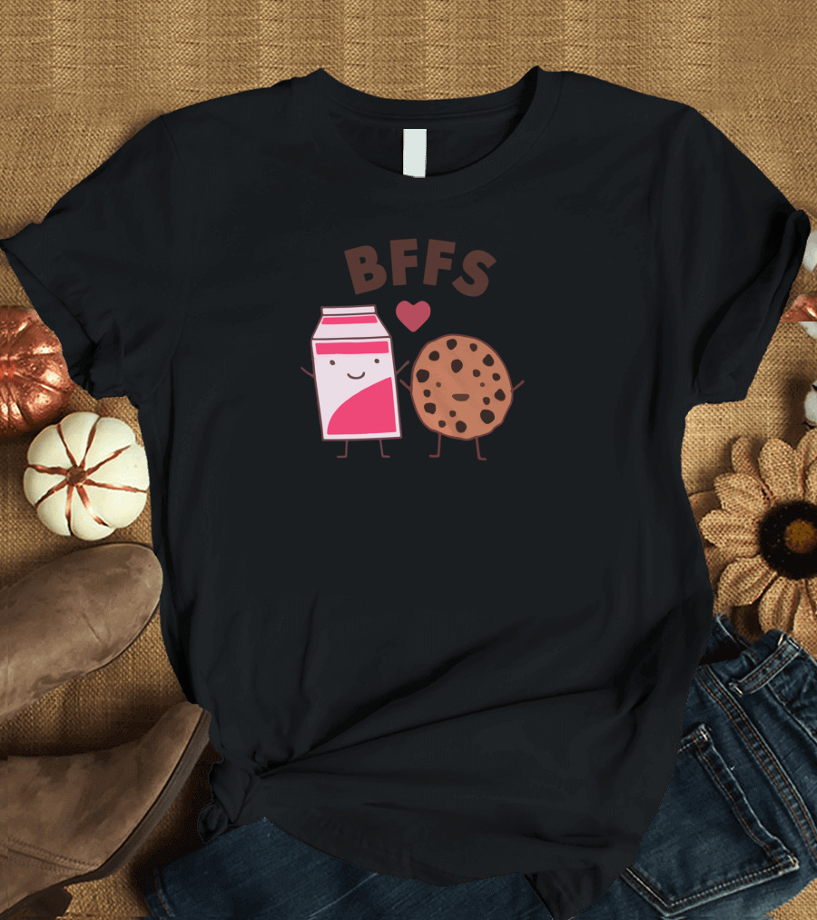 BFFs Best Friends Cookies and Milk with Heart T-Shirt