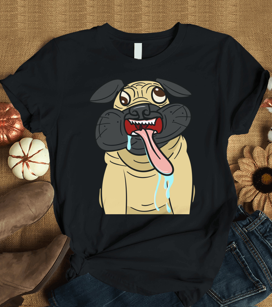 Derpy Pug Tongue Out Drooling Hilarious Expression T-Shirt