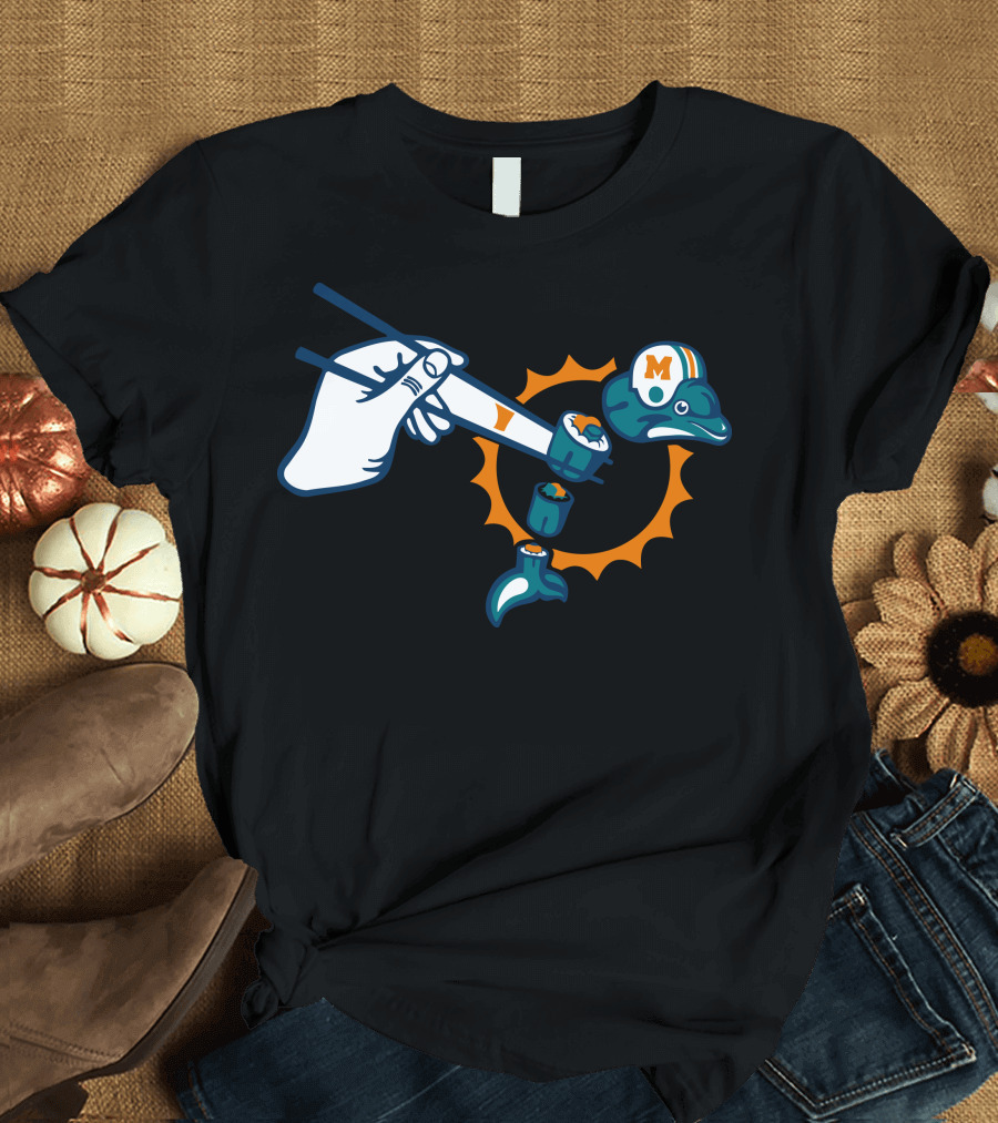 Miami Dolphins Sushi Roll Football Helmet T-Shirt