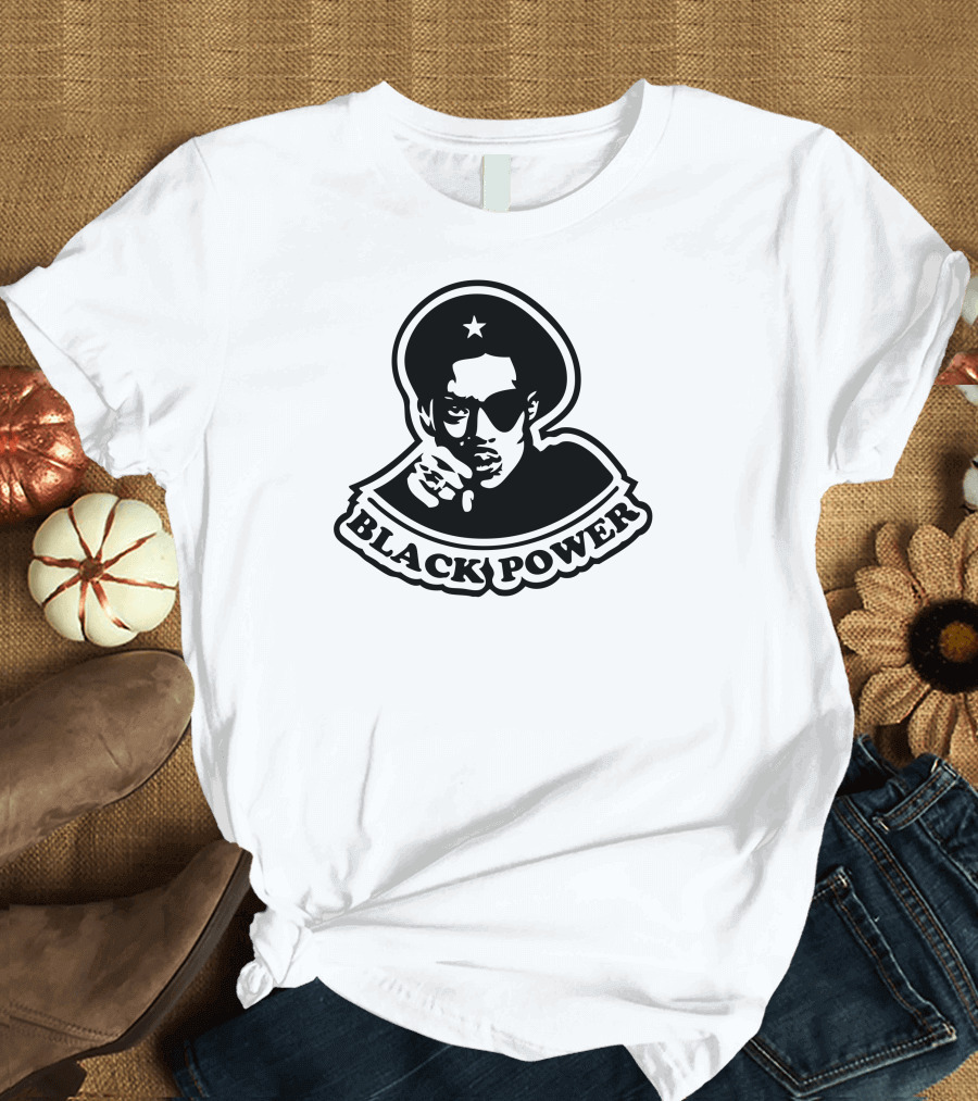 Black Power Iconic Star Afro Black Hat Sunglasses T-Shirt