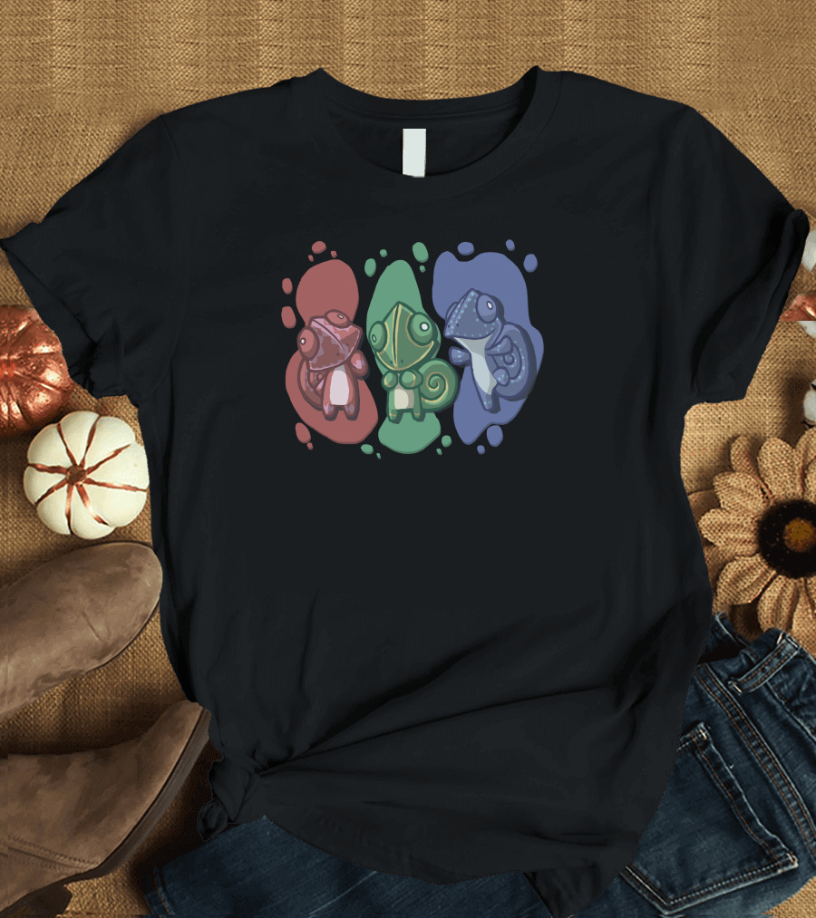Colorous Chameleon Trio in Red Green Blue Palette T-Shirt