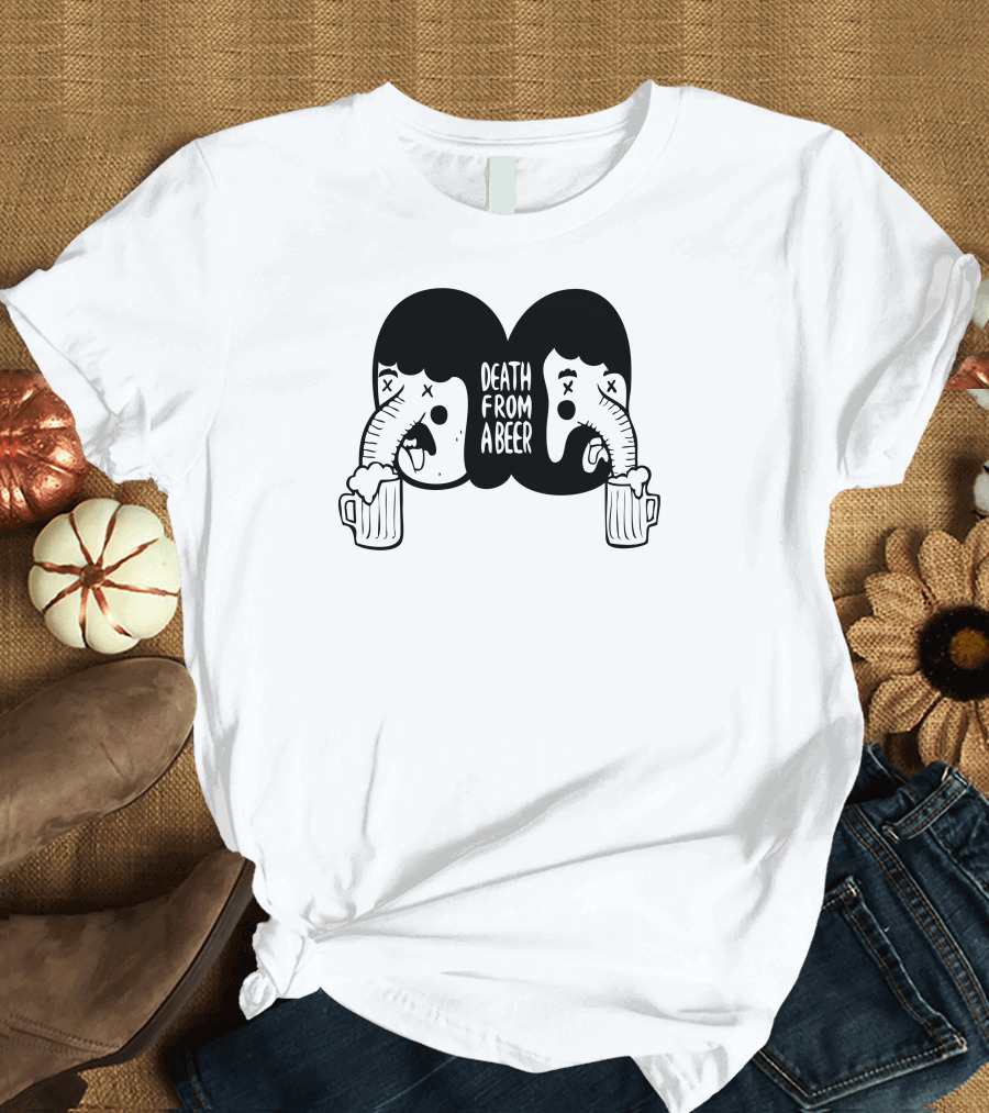Death From A Beer Drinking Scene Dual Faces T-Shirt