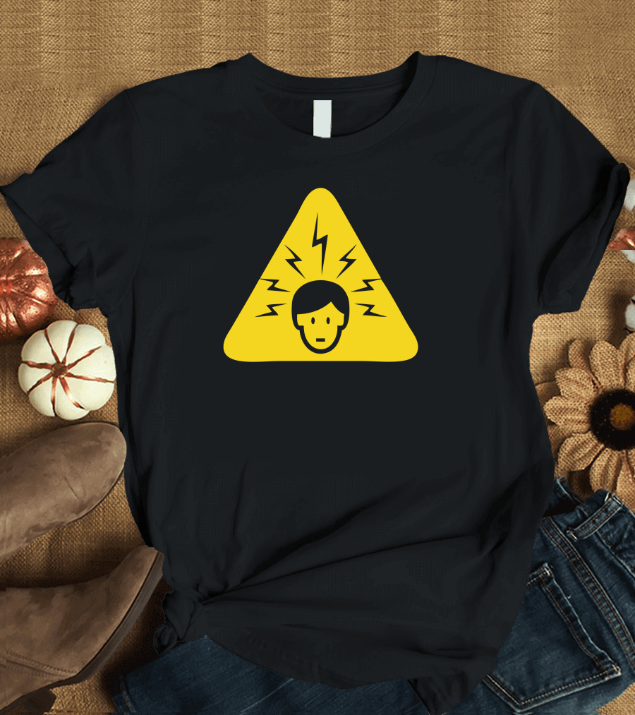 Mind Expansion In Progress Caution Symbol with Lightning Bolts T-Shirt