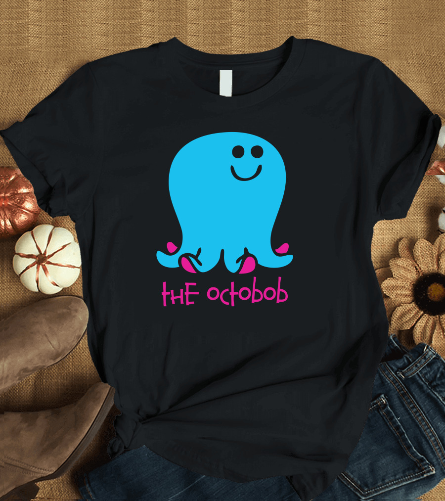 The Octobob Smiling Blue Octopus with Pink Feet T-Shirt