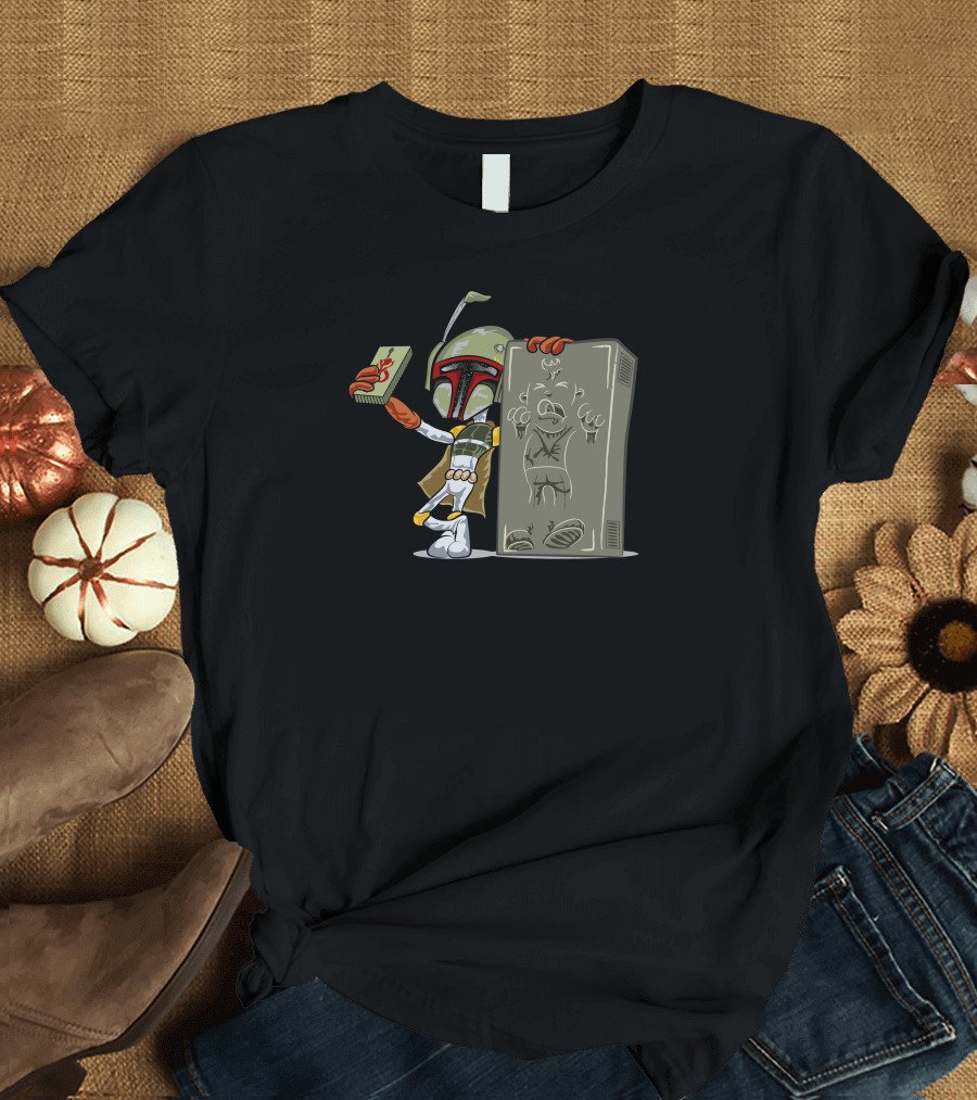 Boba Fett Taking Selfie with Han Solo in Carbonite T-Shirt