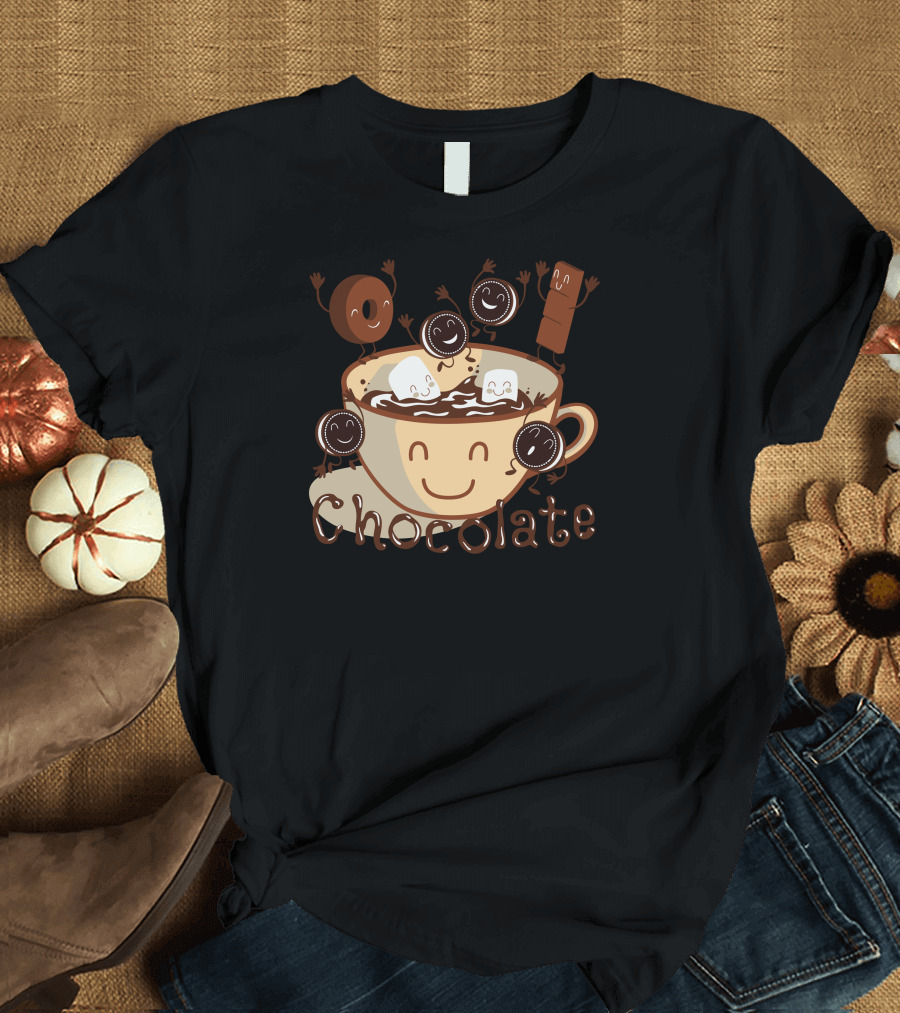 Smiling Marshmallows and Cookies Chocolate Delight T-Shirt