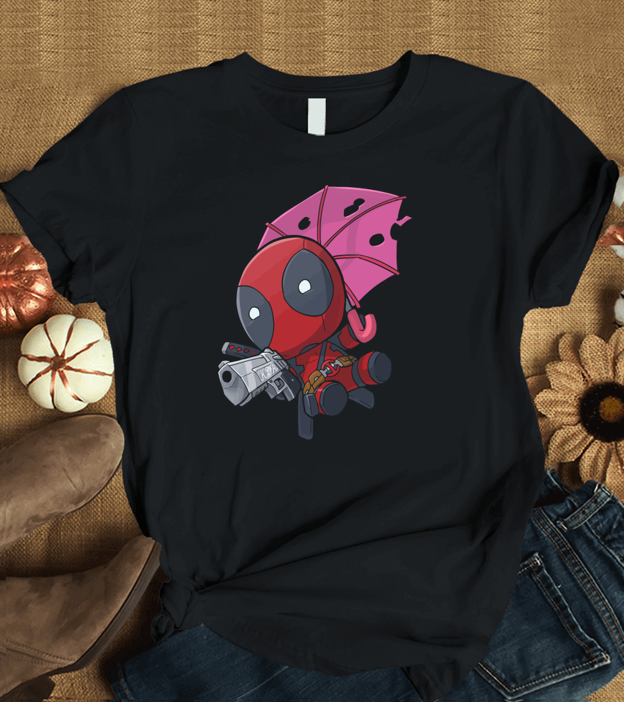 Deadpool Chibi Parachute Umbrella Fun T-Shirt
