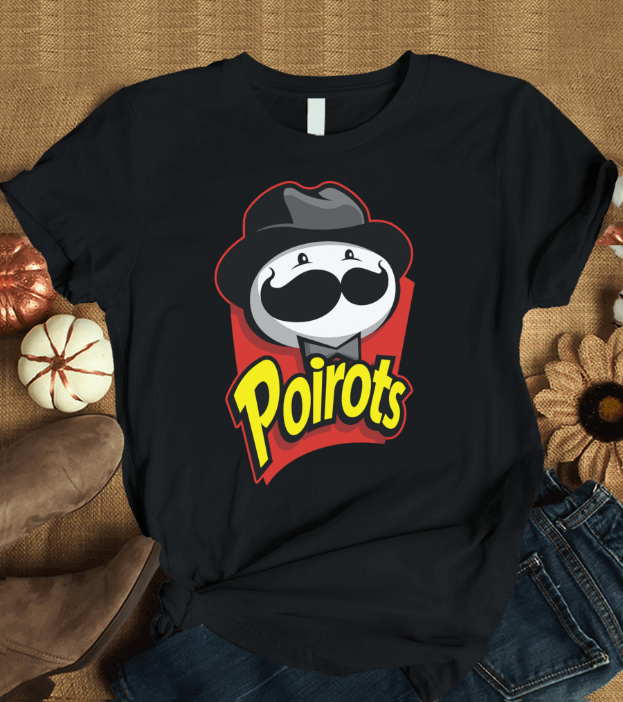 Poirots Little Grey Chips Detective Mustache T-Shirt