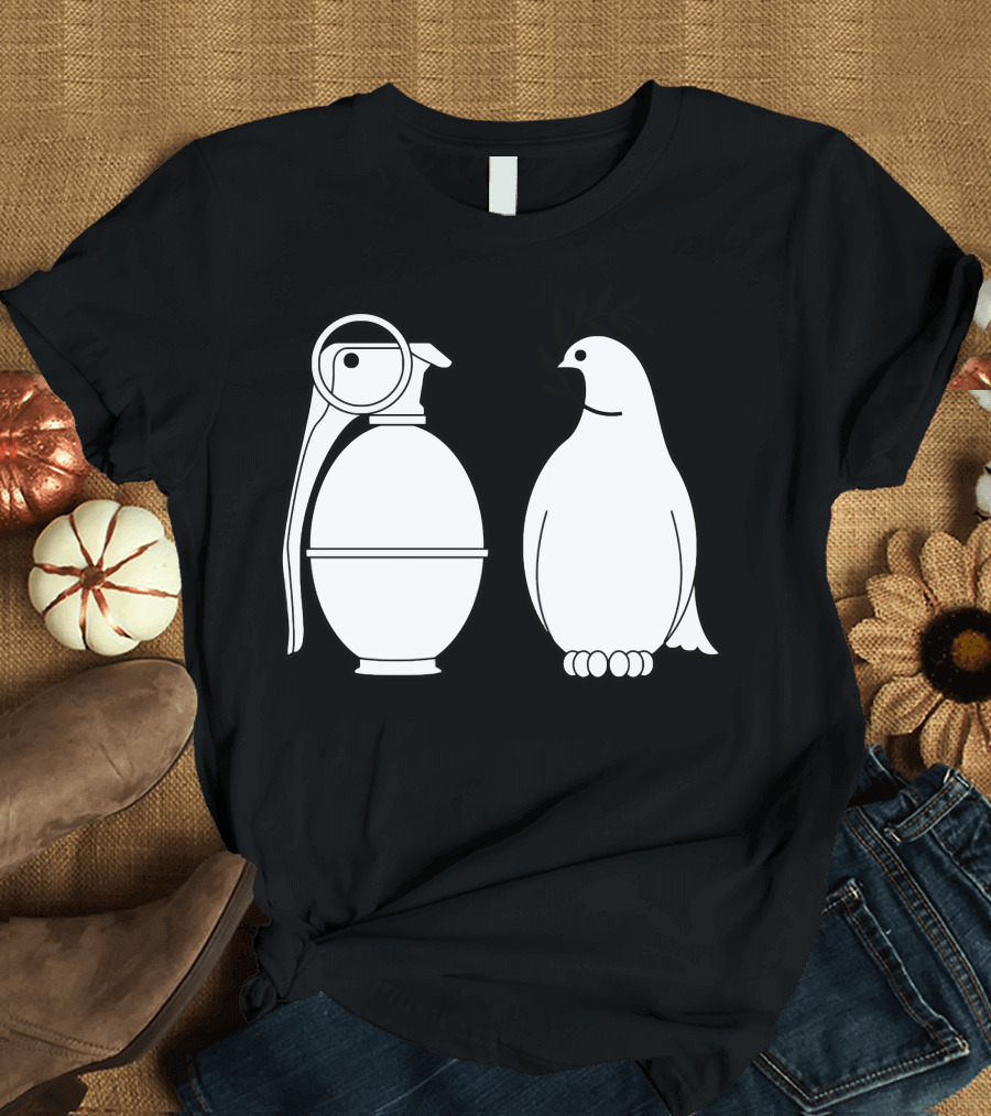 Peace and Hate Can You Tell the Difference Grenade and Dove Contrast T-Shirt