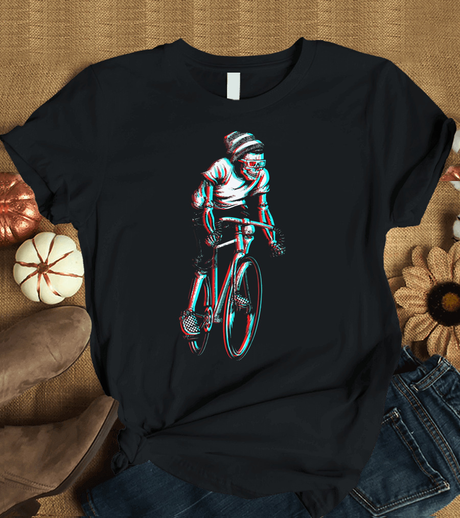 Ride In 3D Skeleton Cyclist Racing T-Shirt