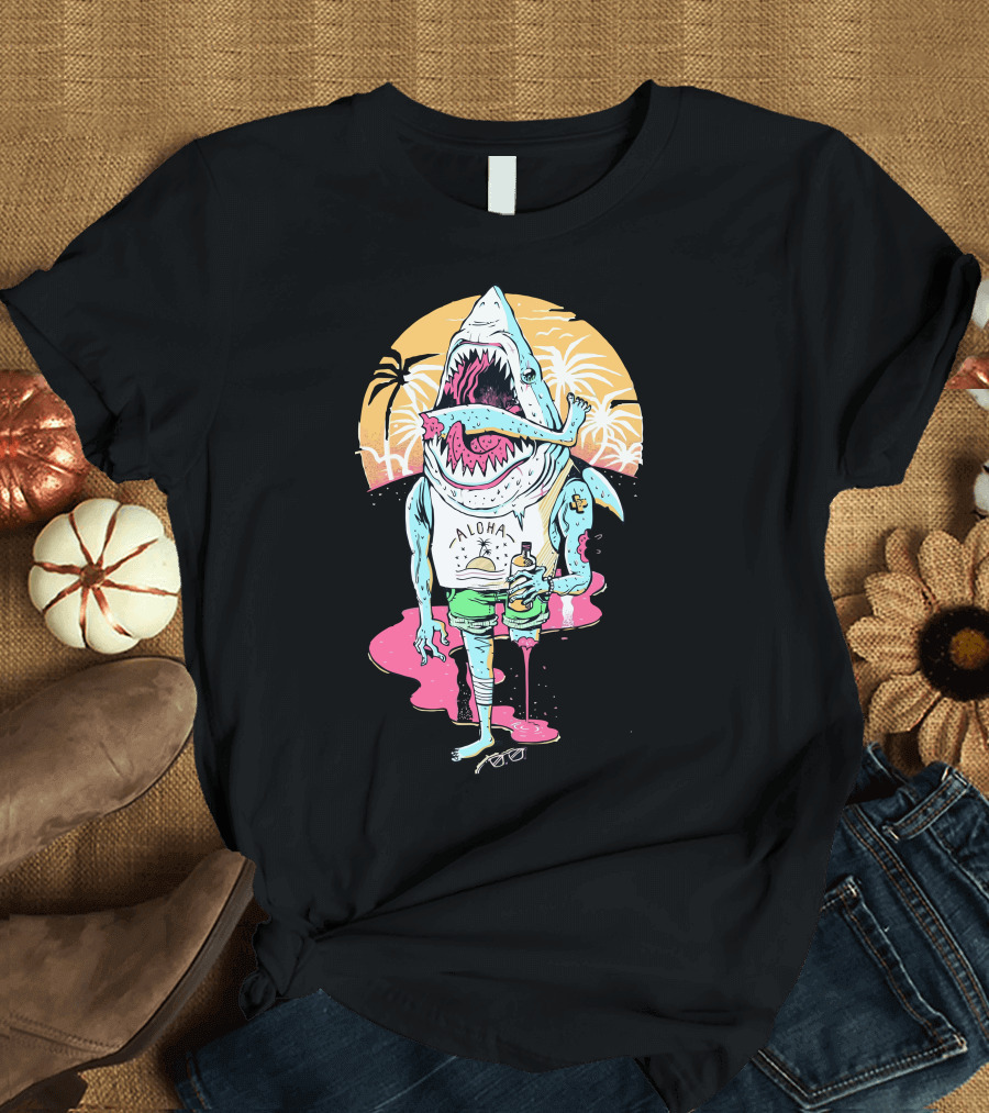 Sharkbro Aloha Tropical Sunset Party Vibes T-Shirt