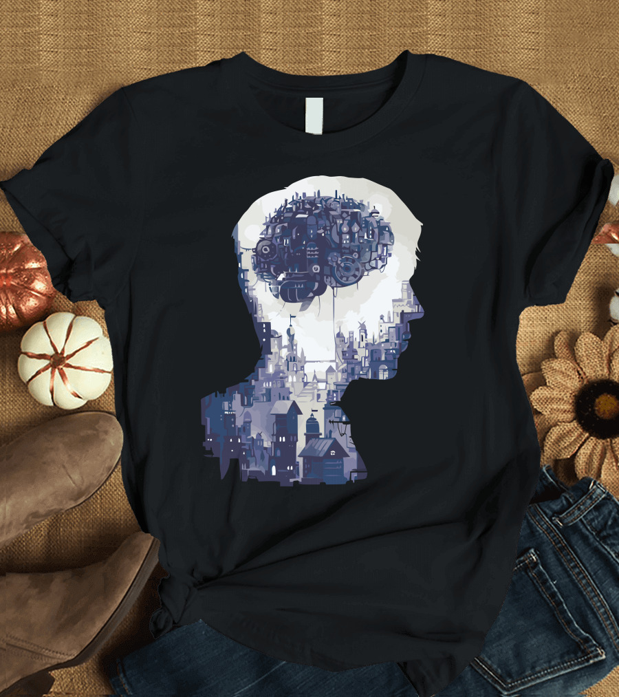 Wider Than The Sky Cityscape Brain T-Shirt