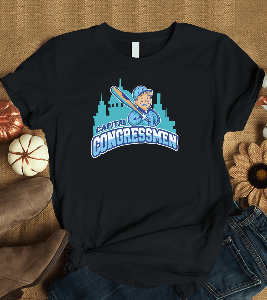 Capital Congressmen Baseball Player Skyline T-Shirt