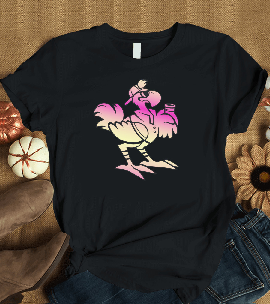 Chocobro Colorful Gradient Bird with Sunglasses and Drink T-Shirt