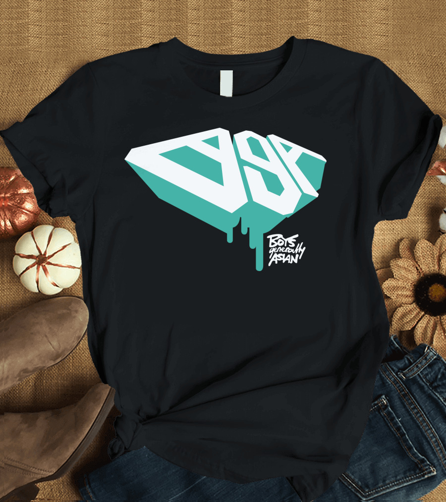 Bga Boys Generally Asian 3D Dripping Typography T-Shirt
