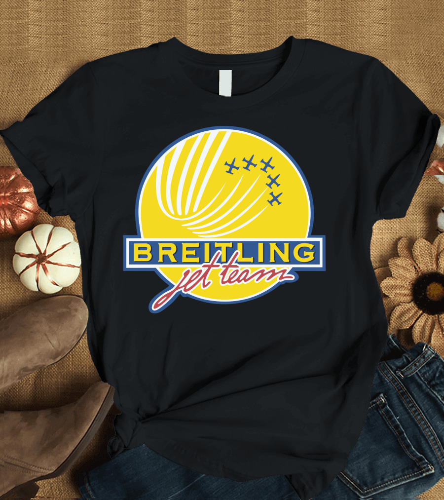 BREITLING Jet Team Logo Airplanes Yellow Circle T-Shirt