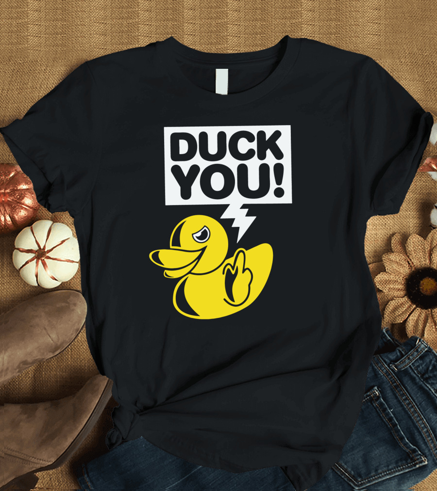 DUCK YOU Fun Yellow Duck Middle Finger Gesture T-Shirt