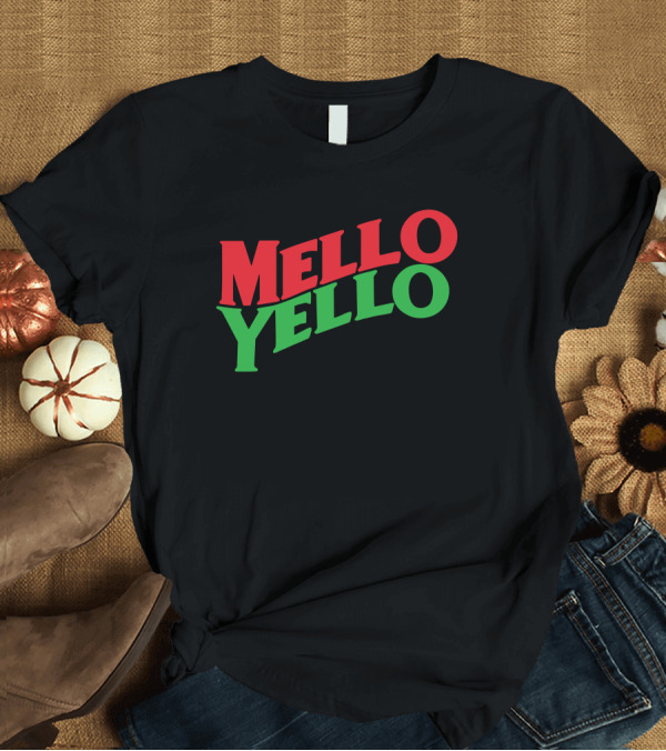 T-Shirt: Mello Yello Retro Bold Red Green Text T-Shirt Mello Yello Retro Bold Red Green Text T-Shirt