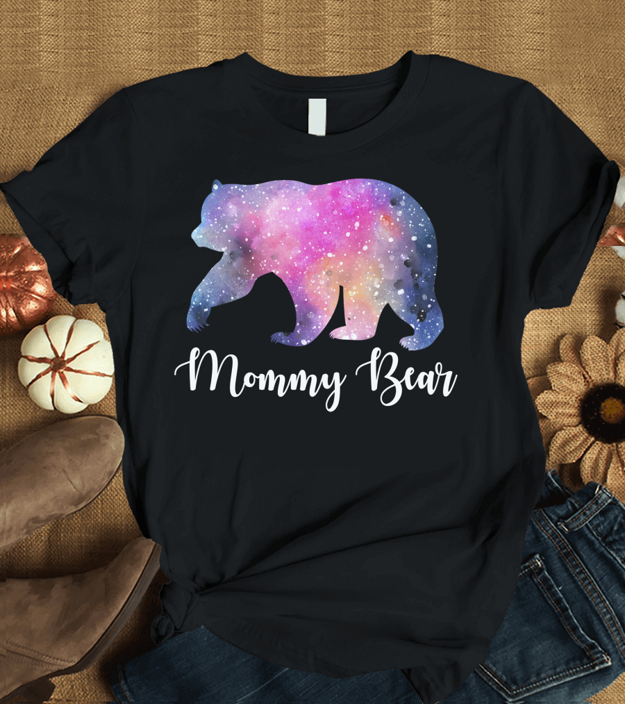 Mommy Bear Galaxy Print T-Shirt