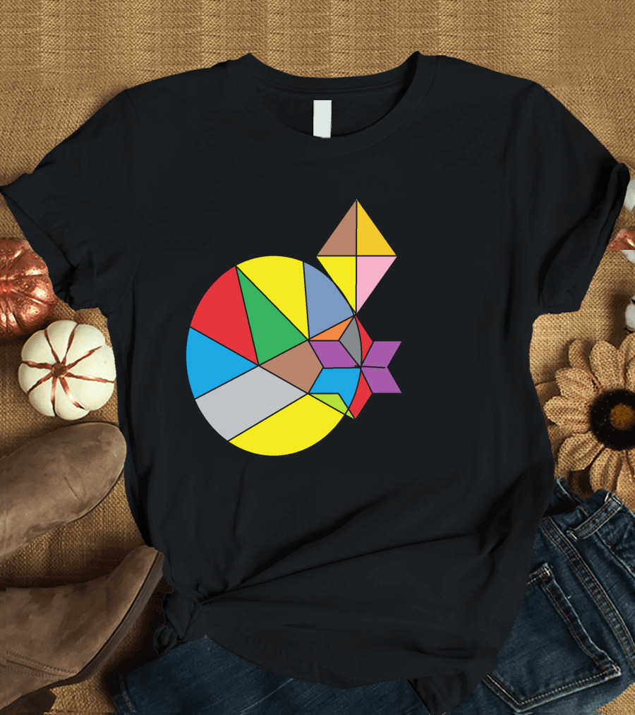 Multishape Colorful Geometric Abstract Shapes in Circular Composition T-Shirt