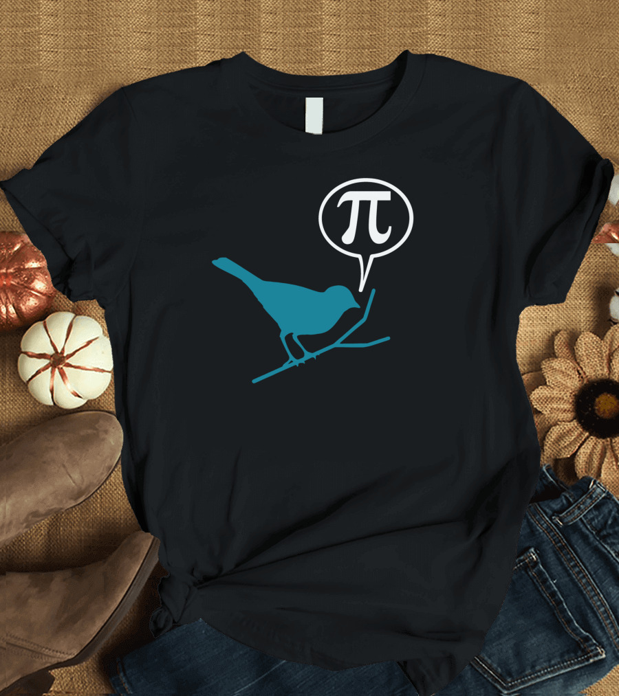 Pi Symbol Speech Bubble Bird on Branch T-Shirt