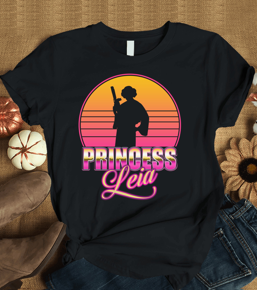 Princess Leia Sunset Silhouette Vaporwave T-Shirt