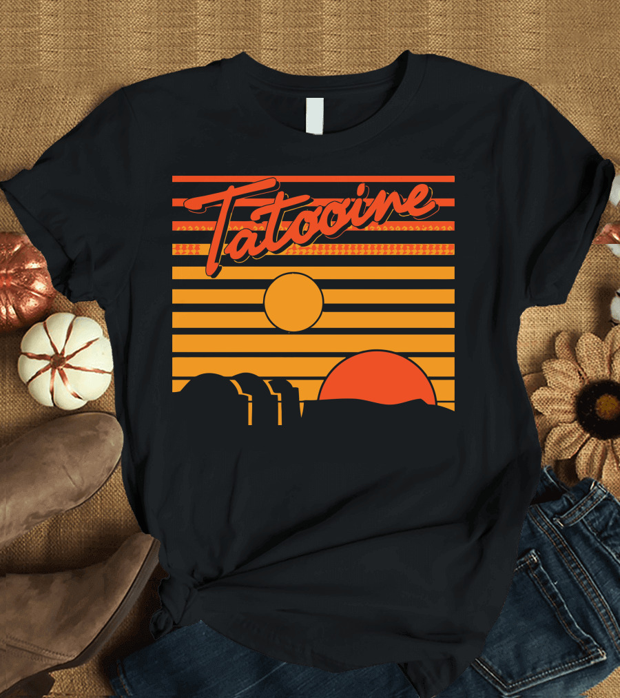 Tatooine Sunset with Twin Suns and Desert Landscape T-Shirt
