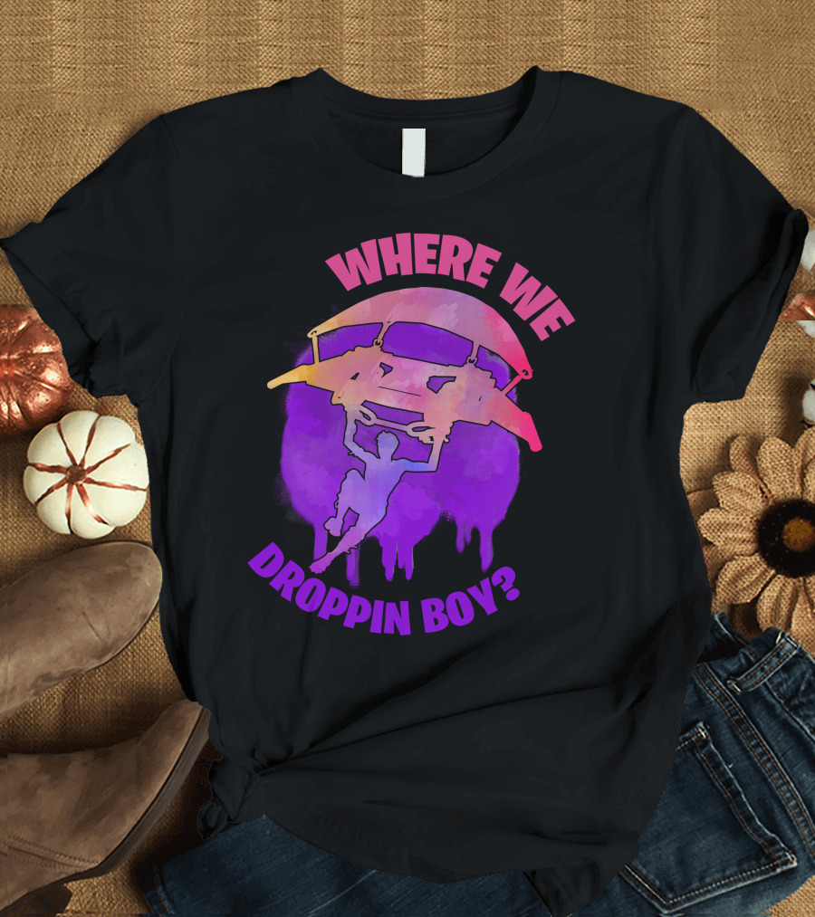 WHERE WE DROPPIN BOY? Parachute Silhouette Gaming T-Shirt