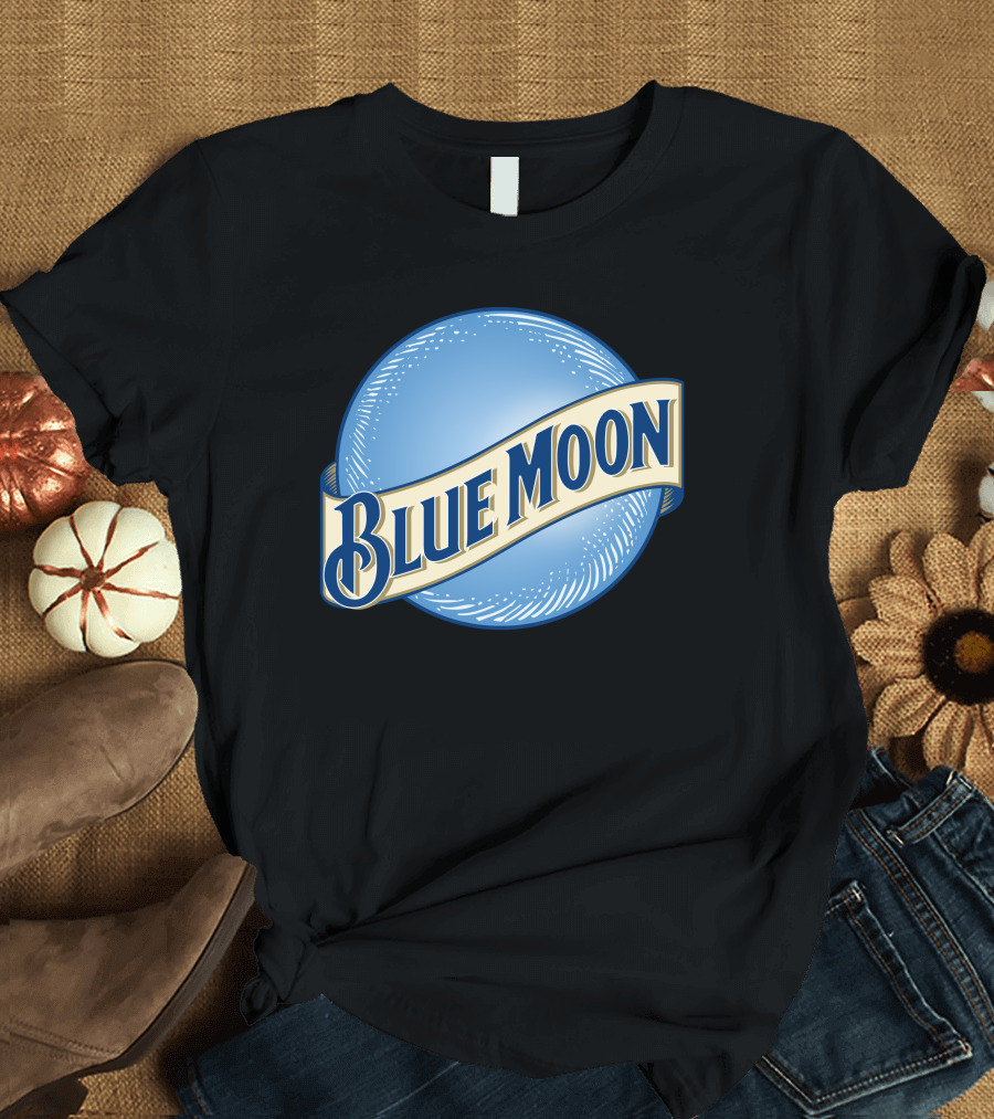Blue Moon Logo Design with Iconic Circular Emblem T-Shirt
