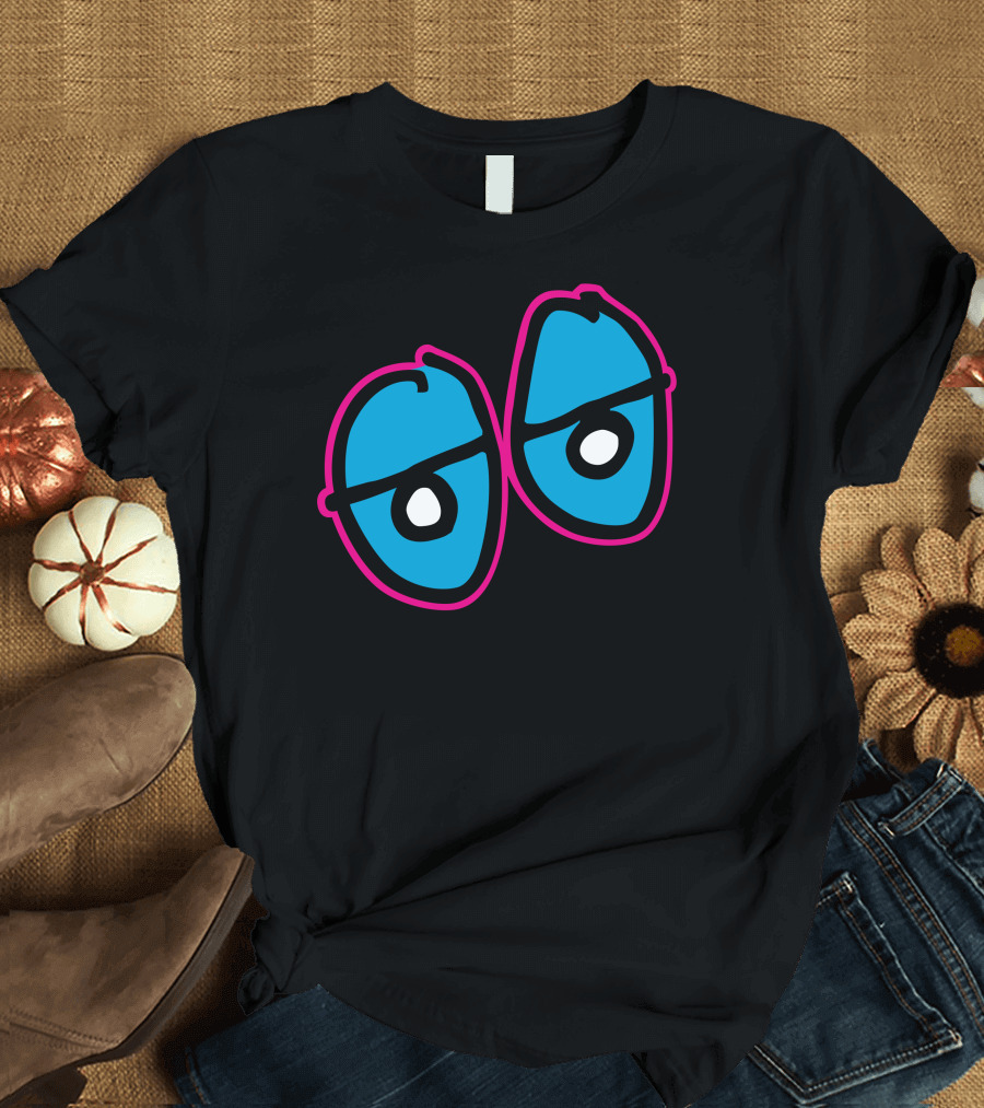 Crooked Blue Eyes with Pink Outline Duo T-Shirt