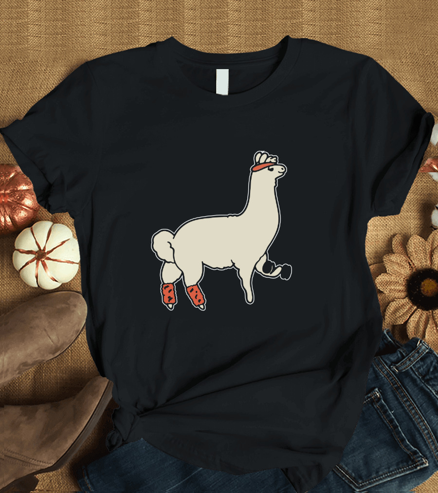 LLiftin' Llama with Headband and Weights T-Shirt