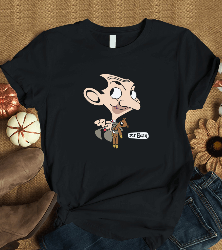 Mr Bean Cartoon Character with Teddy T-Shirt