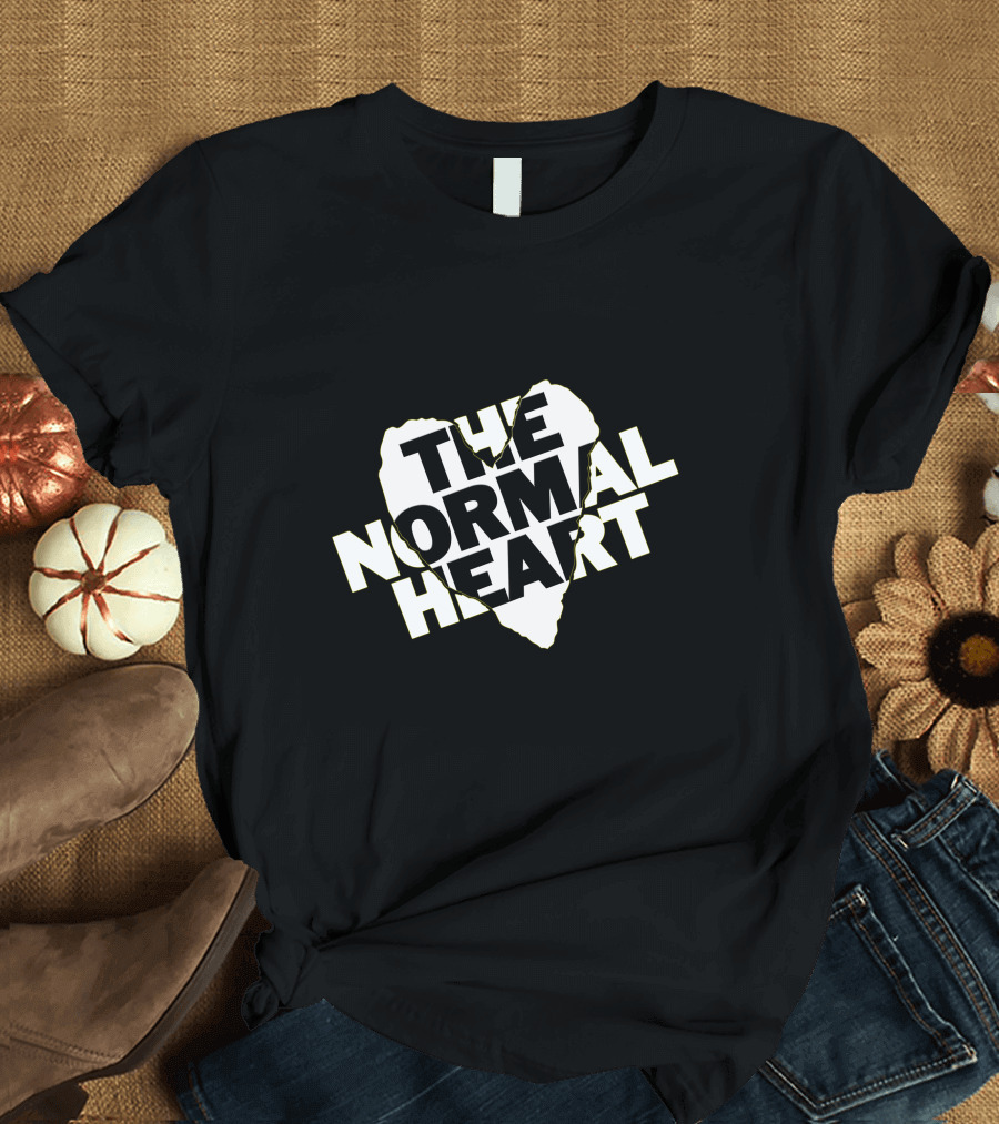 The Normal Heart Bold Distressed Typography in Broken Heart Shape T-Shirt