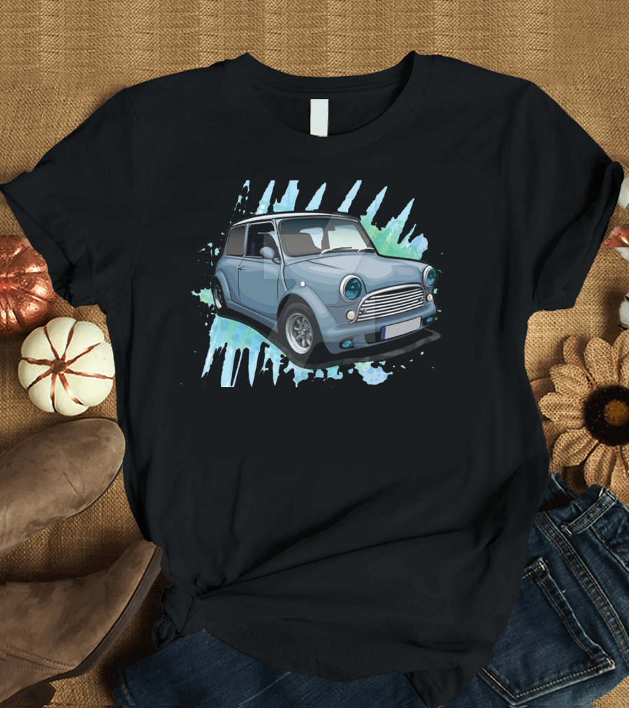 Awesome Classic Mini Car with Splash Background T-Shirt