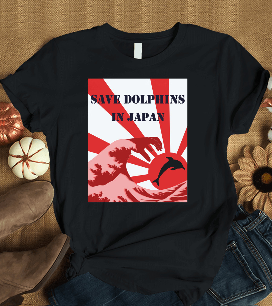Save Dolphins in Japan Rising Sun Wave T-Shirt