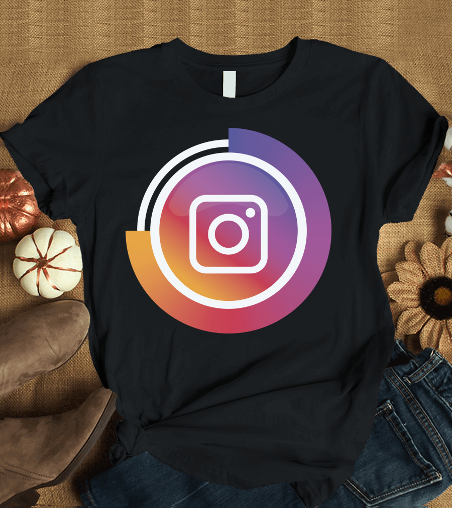 Instagram Camera Icon with Circular Gradient Background T-Shirt