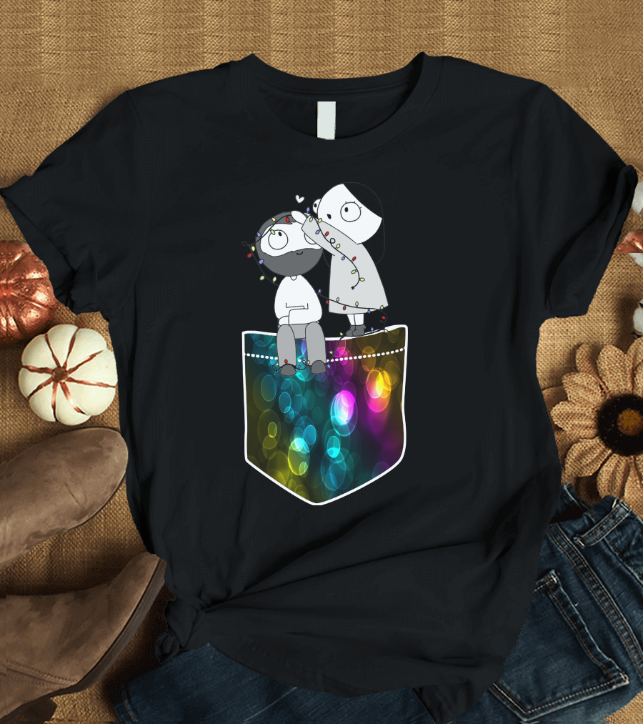 Catana And Jhon Nostalgia Festive Lights in Colorful Pocket T-Shirt