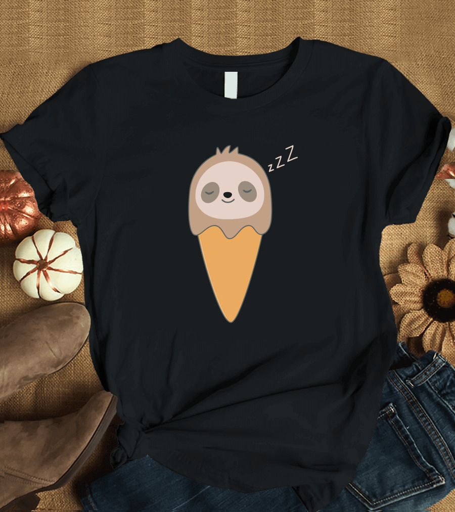 Cold And Cute Sloth Ice Cream Nap Zzz T-Shirt