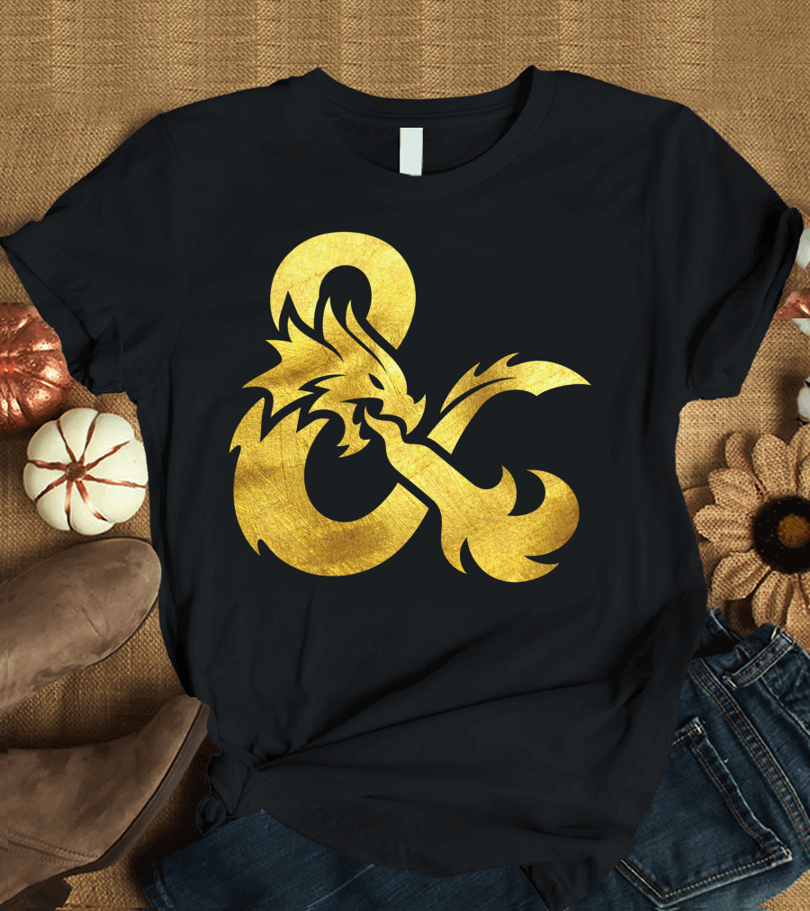 Dungeons Dragons Gold Ampersand Dragon T-Shirt