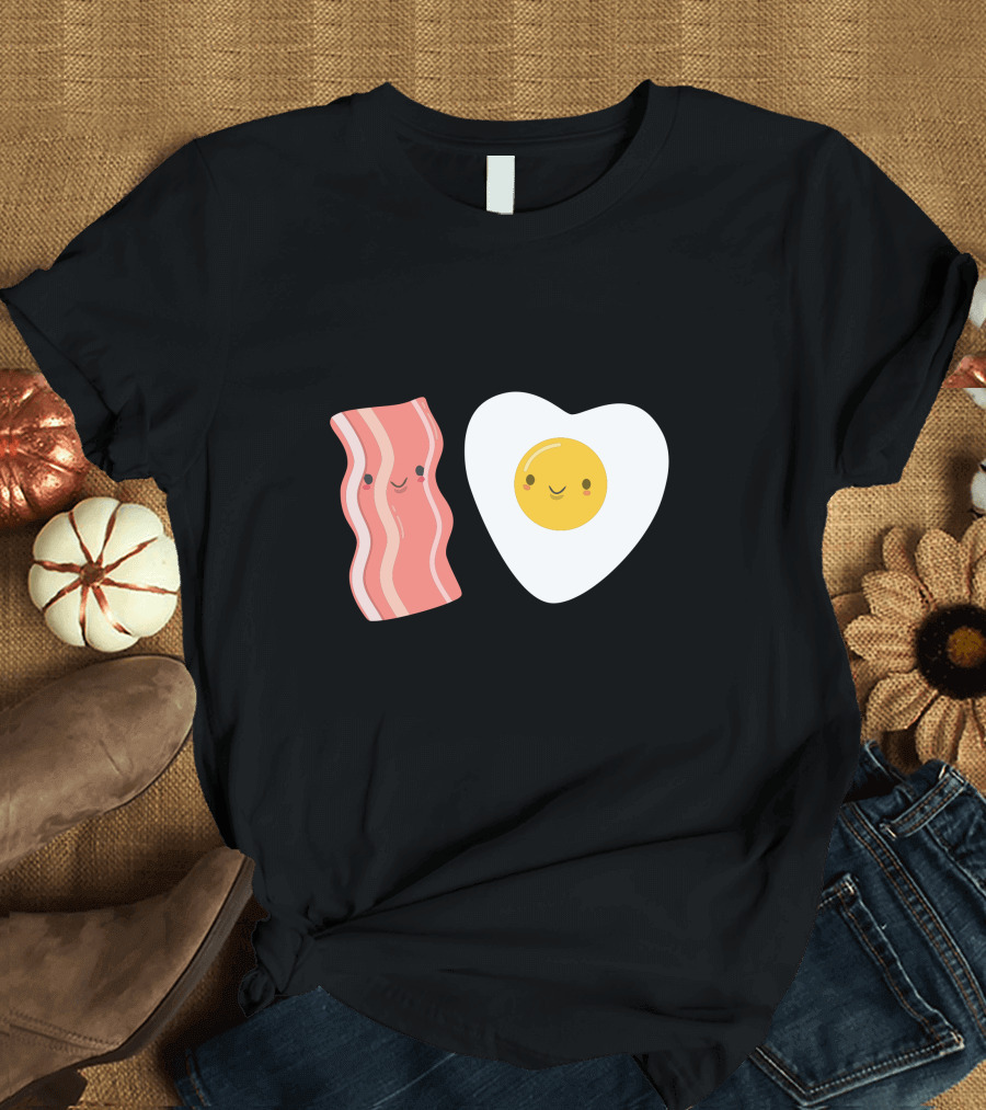 Kawaii Eggs and Bacon Cute Cartoon T-Shirt